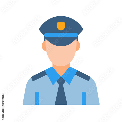 Police officer avatar, man in uniform, illustration