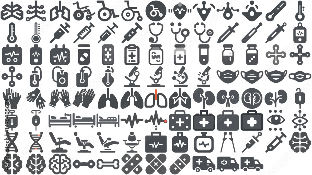 100+ medical icons, vector icons, easily editable medical icons. Icon sheet 100+ medical icons, vector icons, easily editable medical icons. Icon sheet