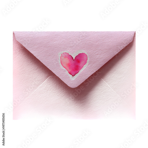 Pink Watercolor Heart Envelope Romantic Letter Illustration