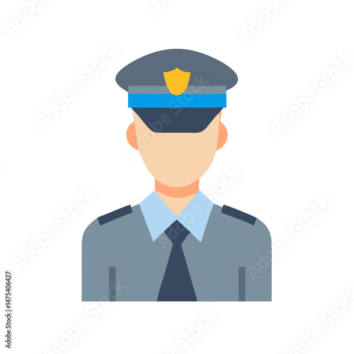 Flat vector of a police officer with police hat