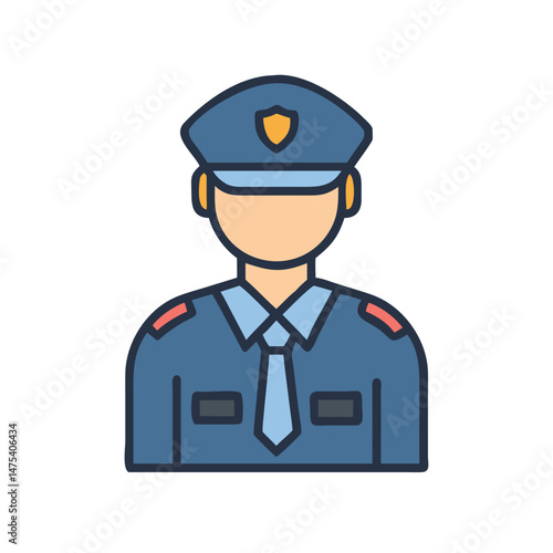 Colorful illustration of policeman with a hat and tie