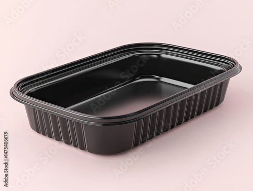 Black rectangular plastic food container (1)