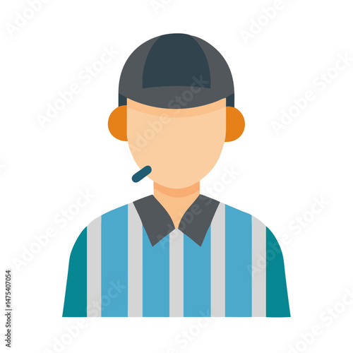 Sports referee icon with cap and whistle design