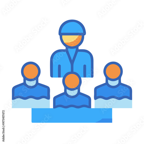 Team meeting or presentation icon with leader figure