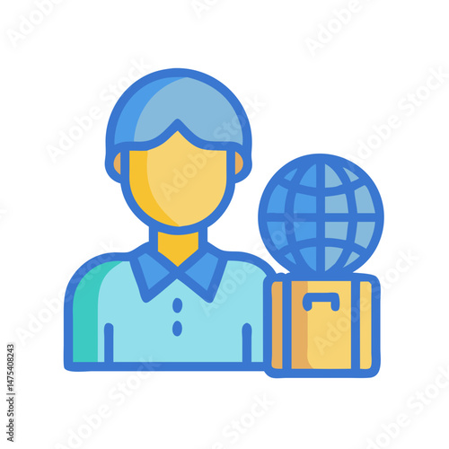 Global Travel Agent with Suitcase Globe Illustration