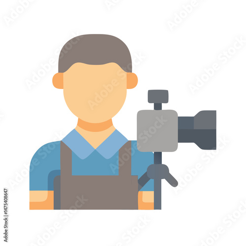 Iconic Photographer with Professional Camera on Tripod Ready