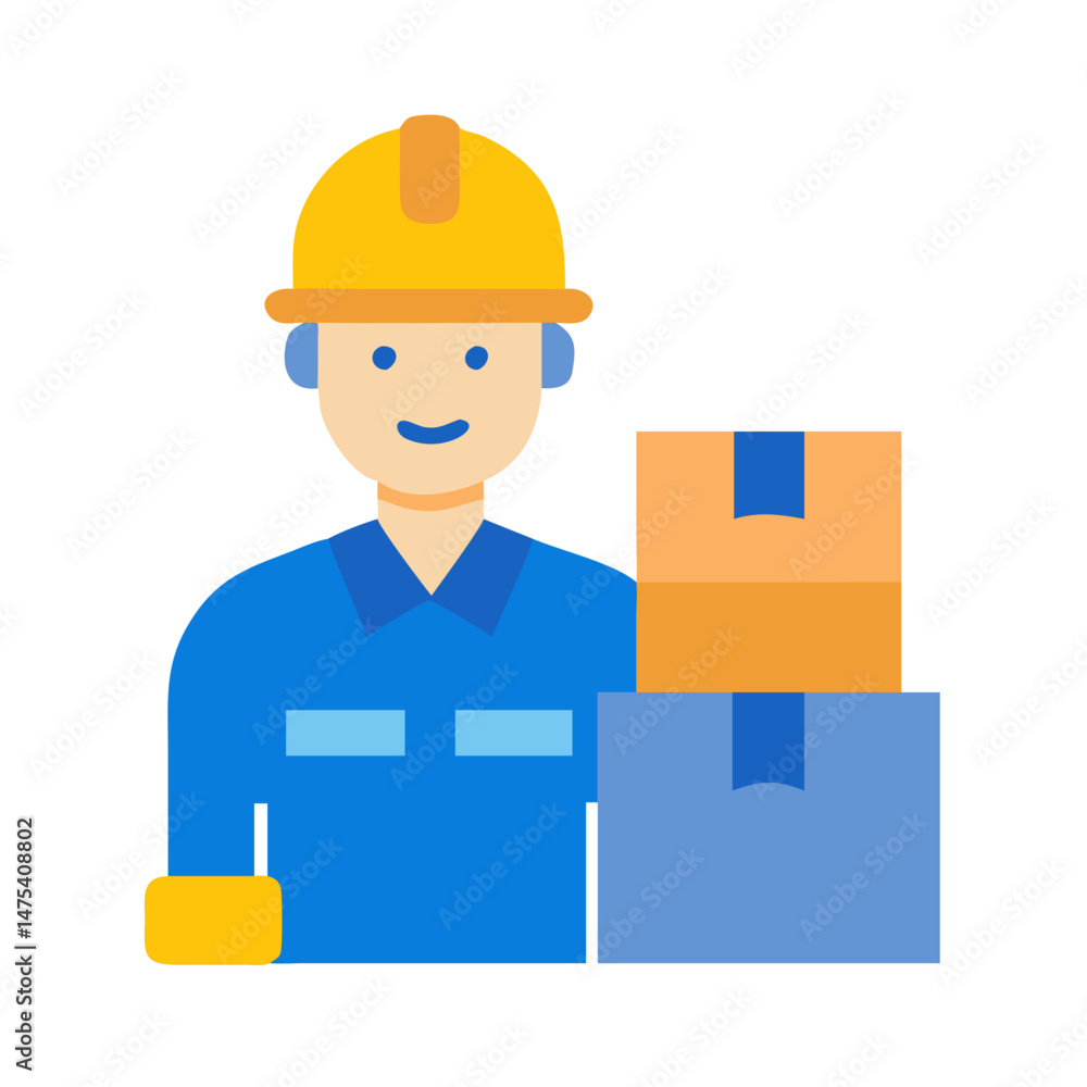 Worker with Boxes: Shipping, Delivery, Logistics, Freight Icon Worker with Boxes: Shipping, Delivery, Logistics, Freight Icon