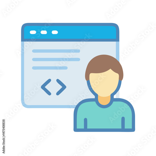 Web developer icon with code on browser window