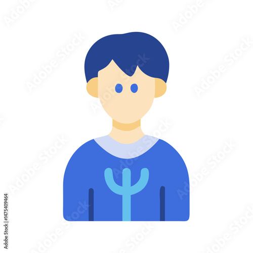 Neptune Avatar Icon of a Young Man, Isolated