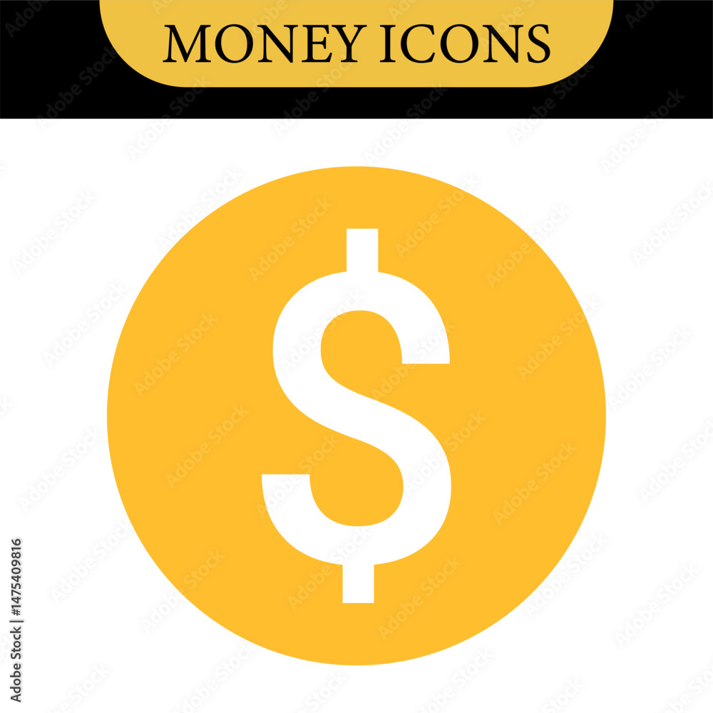 Obraz premium Money dollar icon symbol Coin icon logo in flat style. Vector element. Business icons, financial icons, enrichment, dollar, currency. Illustration of dollar, marketing