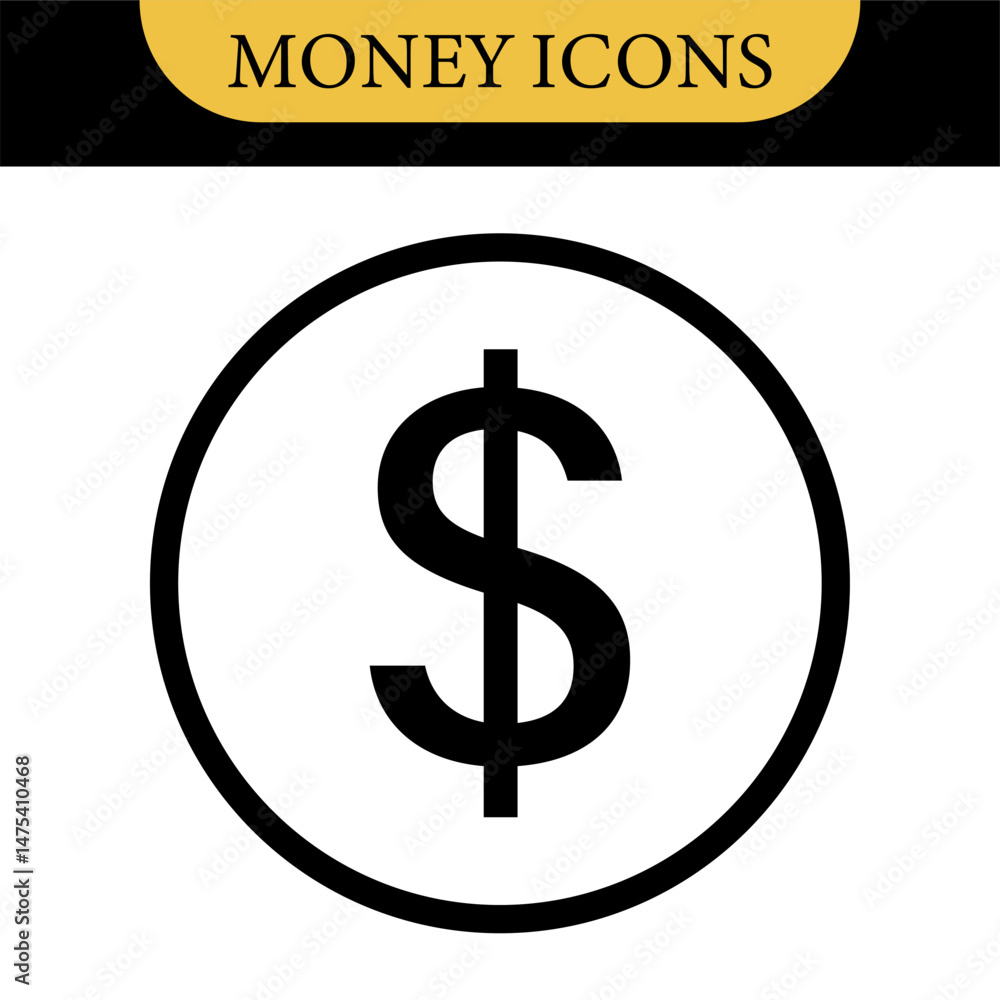 Fototapeta premium Money dollar icon symbol Coin icon logo in flat style. Vector element. Business icons, financial icons, enrichment, dollar, currency. Illustration of dollar, marketing
