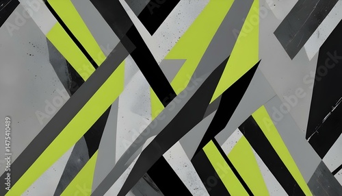 Wallpaper Mural A modern abstract composition featuring geometric shapes in grayscale and vibrant green. Torontodigital.ca