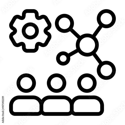 Corporate Culture Outline Icon – Workplace Values, Team Spirit and Company Behavior