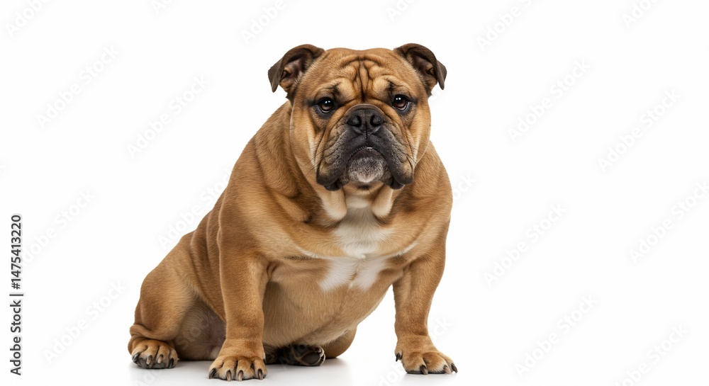 Fototapeta premium Portrait of a cute bulldog dog pet animal puppy canine breed sitting on white background adorable friendly