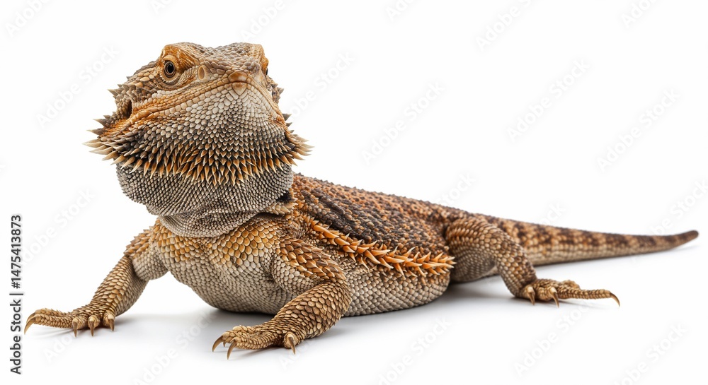 Obraz premium Bearded dragon pet reptile pogona vitticeps lizard exotic animal scaled skin wildlife nature closeup isolated