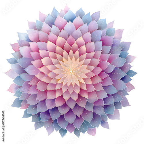 Pastel Watercolor Flower Mandala Abstract Floral Art Print