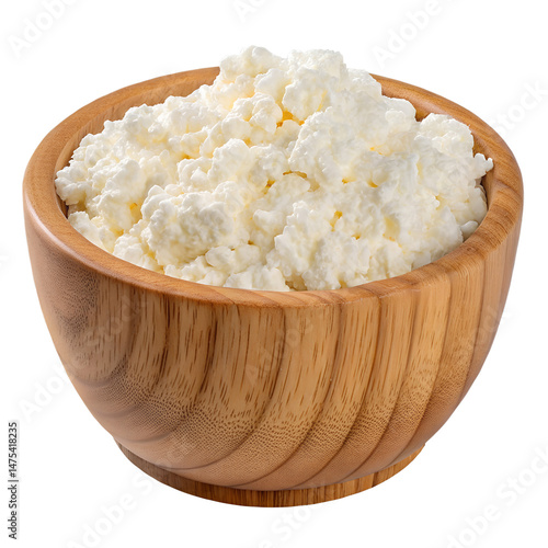 Wallpaper Mural Cottage cheese in a rustic wooden bowl, natural healthy dairy product with creamy texture Torontodigital.ca