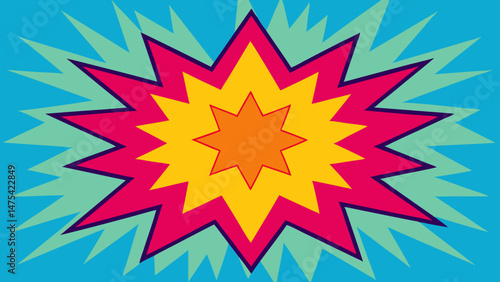 Comic Burst with Layered Zigzag Edges and Vibrant Colors - Vector Template for Ad, Covers, Posters