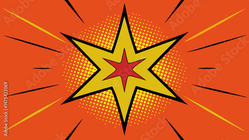 Comic Layout with Exaggerated Halftone and Star Shapes - Vector Template for Ad, Covers, Posters