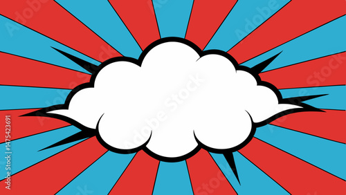 comic strip with pop art rays and cloud shaped text - Vector template for ad, covers, posters
