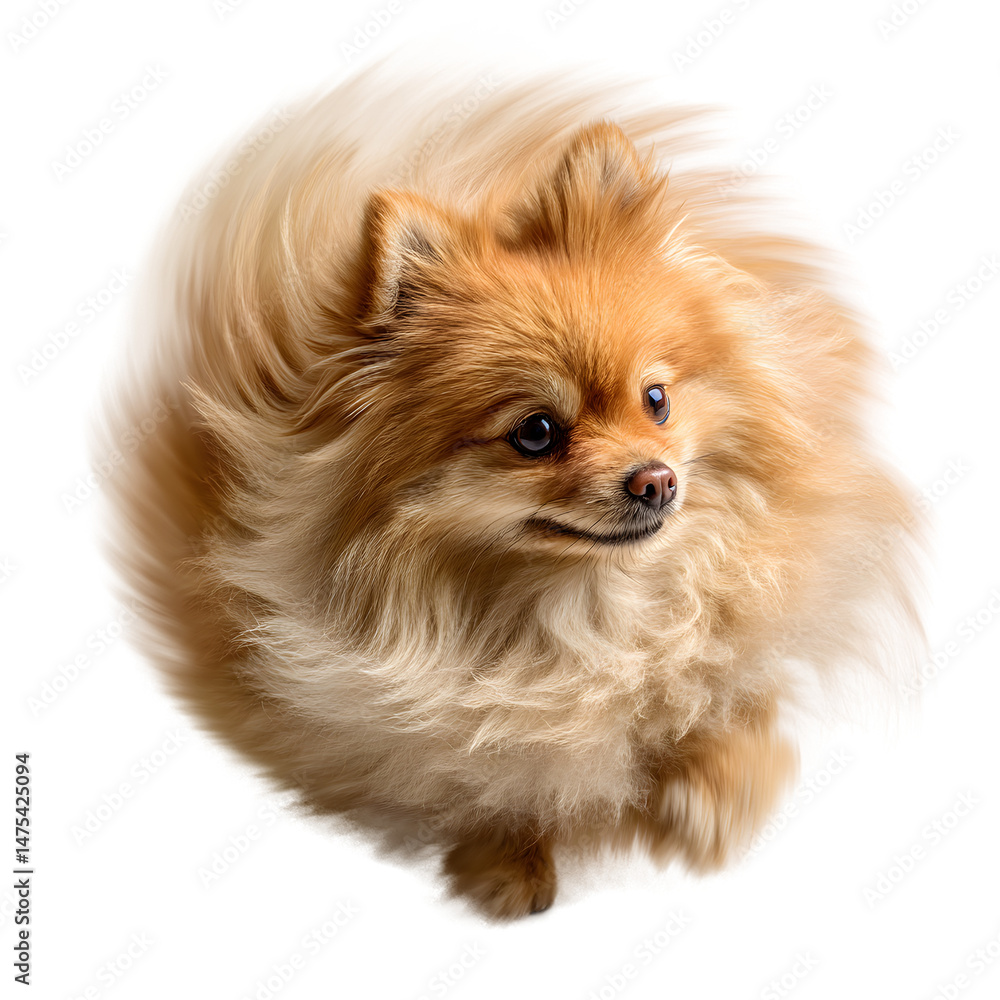 Obraz premium Fluffy Pomeranian Dog with Whimsical Fur, Studio Shot