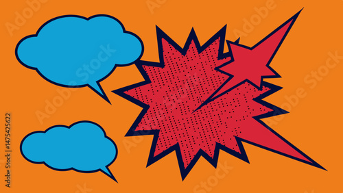 Halftone Comic Page with Jagged Pop Elements and Speech - Vector Template for Ad, Covers, Posters