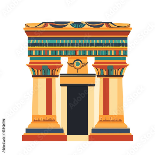 Flat vector Ancient Wall Painting, minimalist design, isolated on a white background.