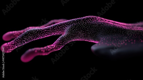 An abstract representation of a hand form in a dark space