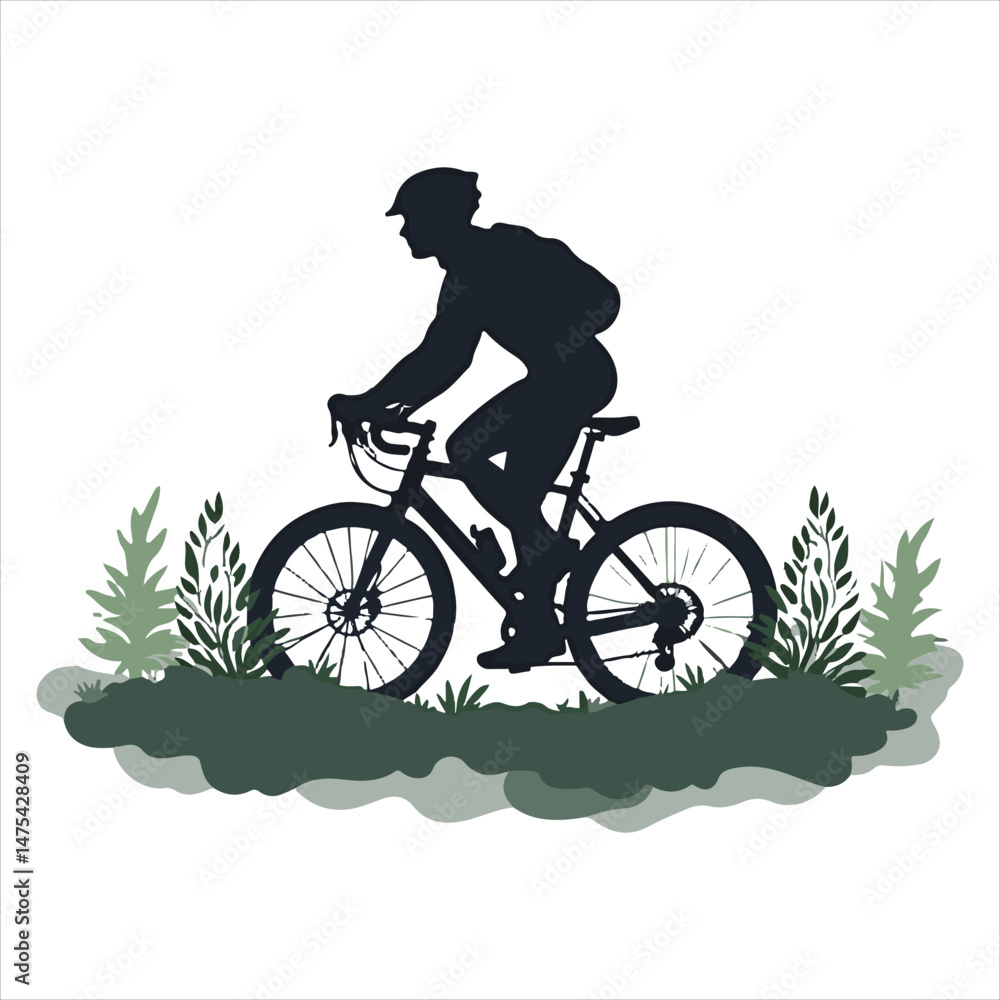 Fototapeta premium Black silhouette design of a bicycle rider