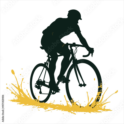 Silhouette design of a black bicycle rider