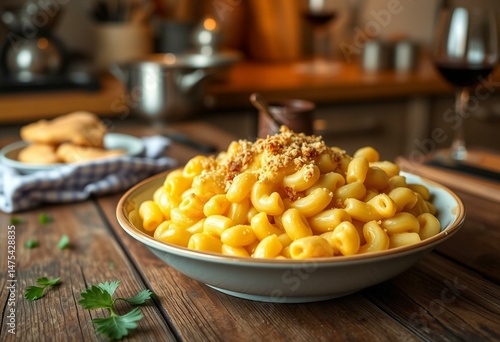 Wallpaper Mural Vegan macaroni and cheese on a wooden table Torontodigital.ca