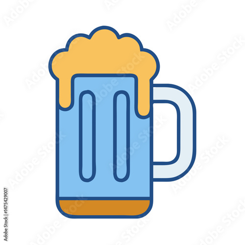 Refreshing beer mug cartoon illustration on black background