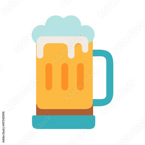 Stylized Beer Mug with Foam Illustration on Black