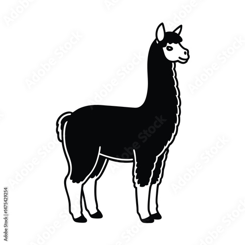 alpaca silhouette vector illustration 