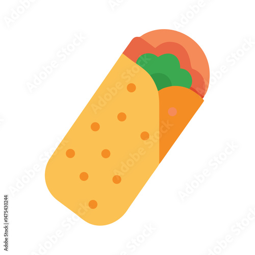 Cartoon Burrito Graphic on Black Background Illustration