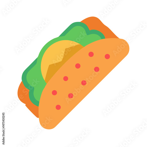 Colorful Icon of a Taco on Black Background