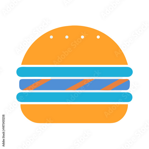 Funky Cartoon Burger Isolated on a Black Background