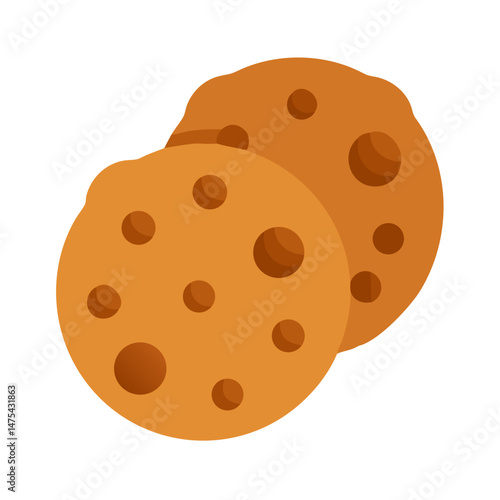 Two Cartoon Cookies Stacked on Black Background