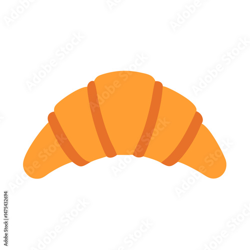Minimalist croissant icon, tasty breakfast pastry on black