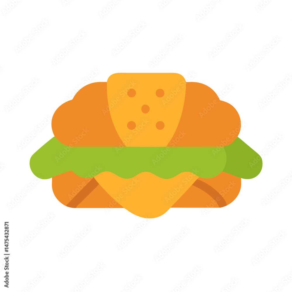 Delicious Croissant Sandwich with Cheese and Lettuce Illustration Delicious Croissant Sandwich with Cheese and Lettuce Illustration