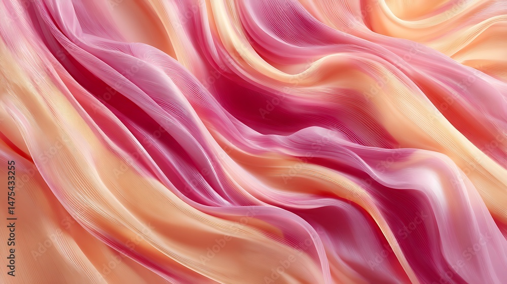 Obraz premium Abstract Pink and Peach Fabric Texture with Flowing Waves 
