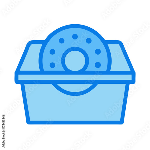 Blue Icon of a Donut in a Box
