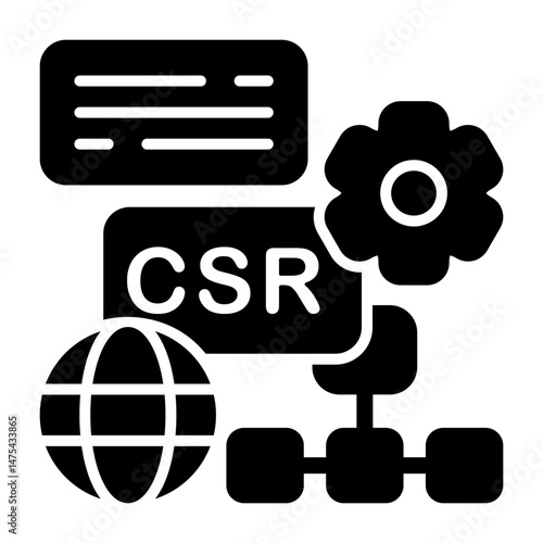 CSR Strategy Solid Style Icon - Vector Design with Scrum Graphics