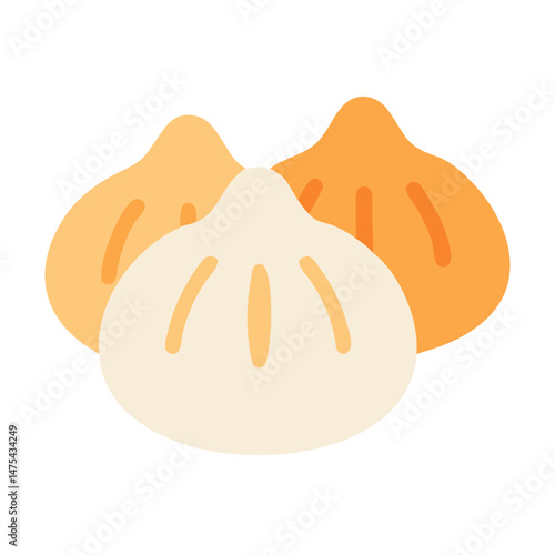 Simple, colorful dumplings on a solid black background