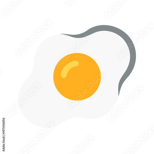 Fried egg illustration on black background for breakfast