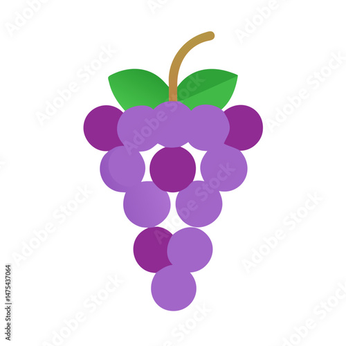 Purple Grapes Illustration on Black Background, Minimalist Style