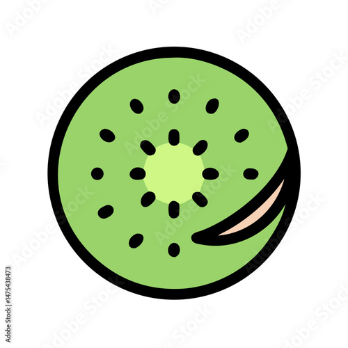 Kiwi fruit slice illustration on black background