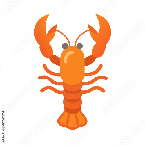 Simple orange lobster illustration on black background