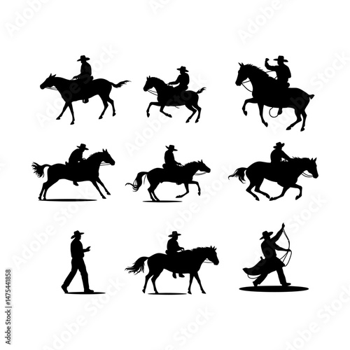 Bull Rider in Action Silhouette Clipart