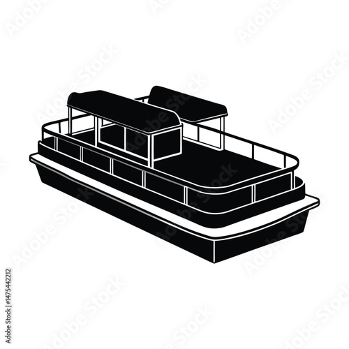 pontoon boat silhouette vector 